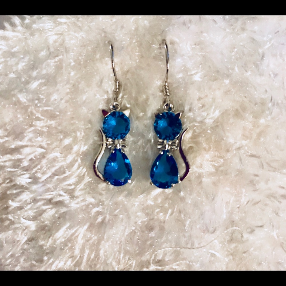 SALE!Blue Cat Earrings